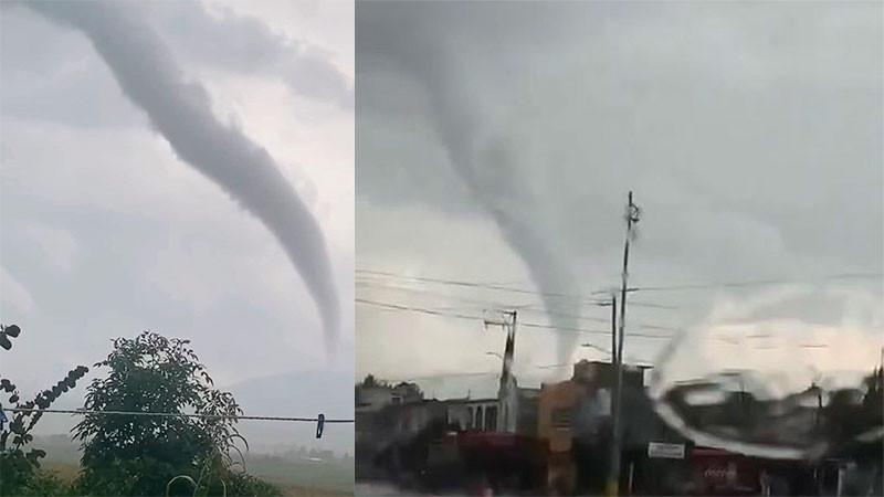 Se forma embudo nuboso en comunidad de Maravatío, Michoacán; no se reportan afectaciones 