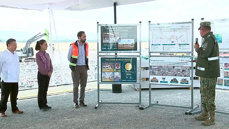 Visita Sheinbaum las obras del tren Méxio-Pachuca; llevan el 30% de avance